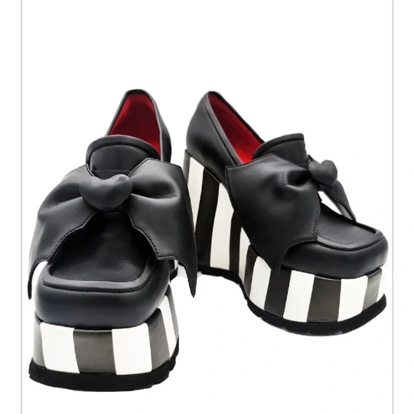 Black and White Platform Loafers - Picture 1 of 4